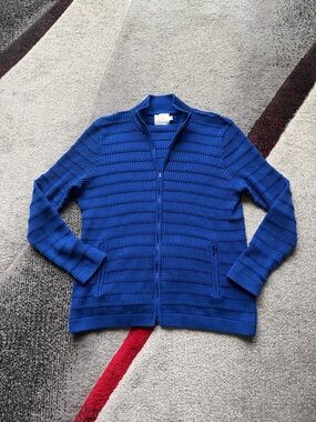 Edinburgh Knitwear Colbalt Blue Zip Up Knit Sweater
